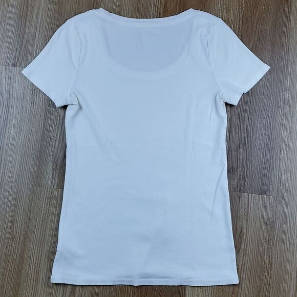 💜Merona White Ultimate Tee Scoop Neck Short Sleeve Top Medium - Picture 2 of 7